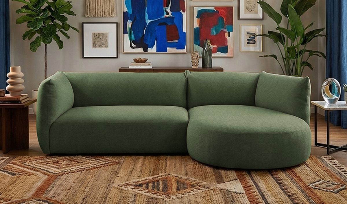 Nowoczesny prawostronny narożnik Mollo z owalnym modułem