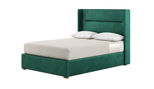 Łóżko Lewis 140x200 cm z poziomym przeszyciem na zagłówku i panelami bocznymi