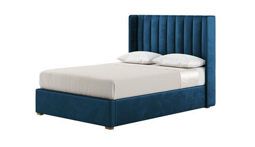 Łóżko Naomi 140x200 cm z pionowymi przeszyciami i panelami bocznymi