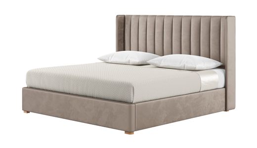 Łóżko Naomi 200x200 cm z pionowymi przeszyciami i panelami bocznymi