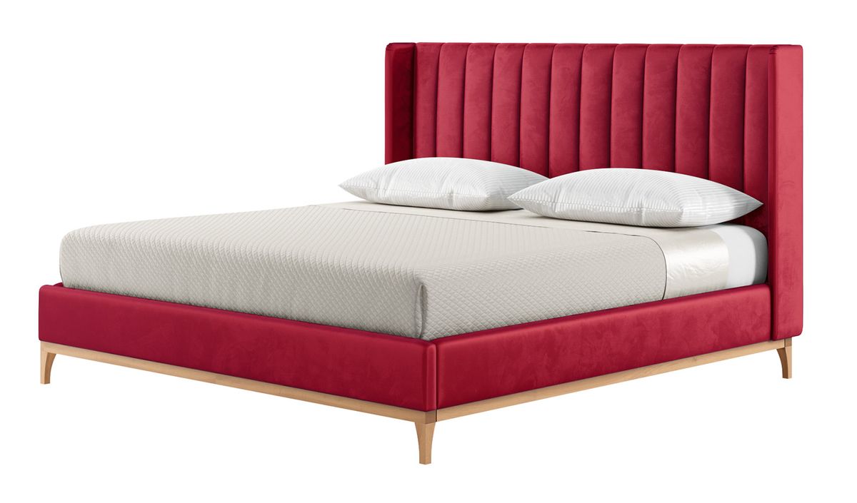 Łóżko Reese 200x200 cm z pionowymi przeszyciami i panelami bocznymi