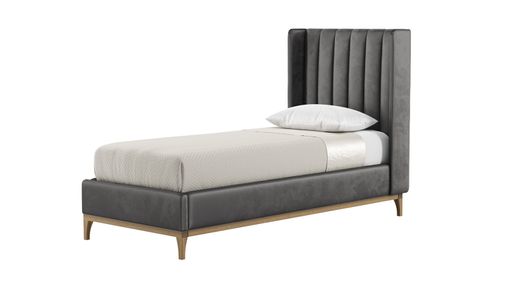 Łóżko Reese 90x200 cm z pionowymi przeszyciami i panelami bocznymi