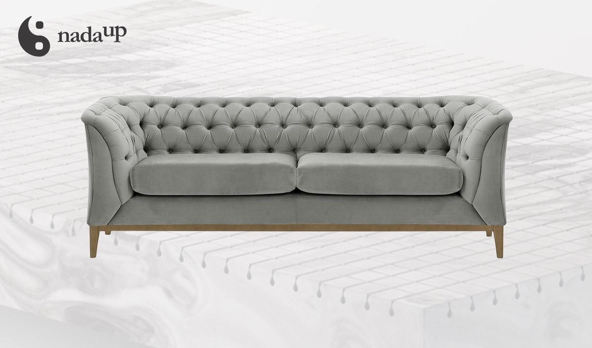 Sofa 2,5-osobowa Chesterfield Modern Wood z pianką medyczną
