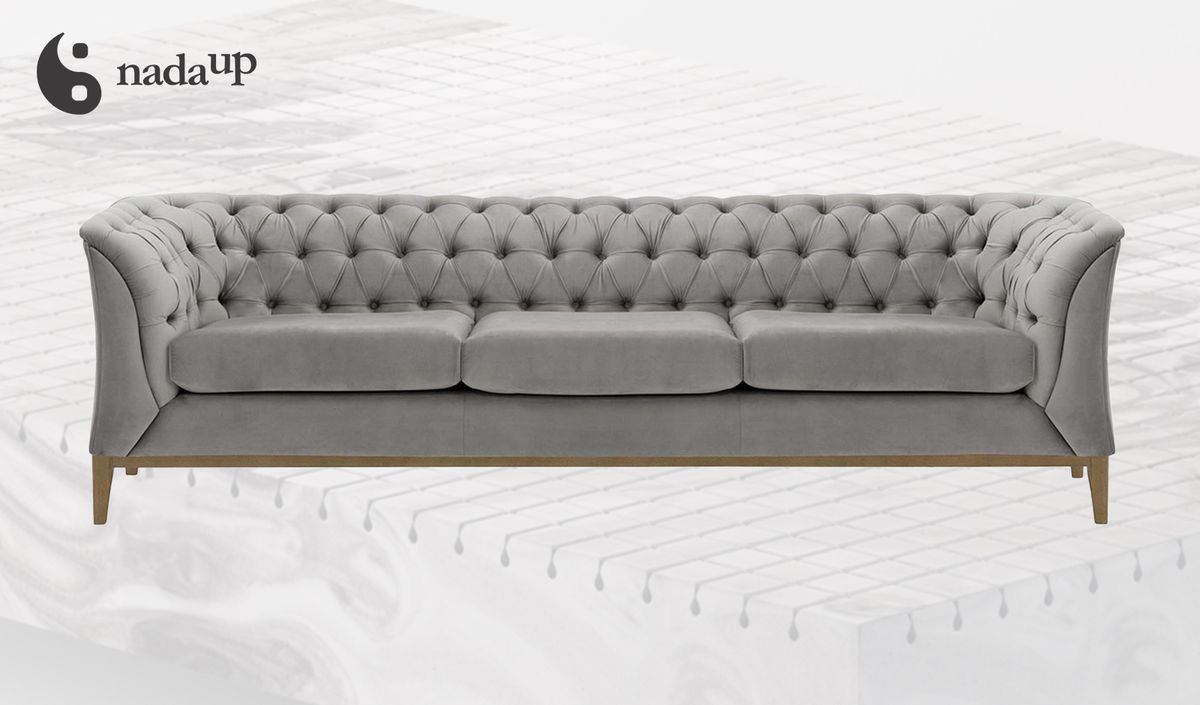 Sofa trzyosobowa Chesterfield Modern Wood z pianką medyczną