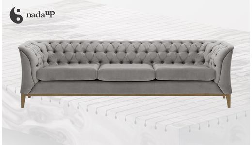 Sofa trzyosobowa Chesterfield Modern Wood z pianką medyczną Sofa trzyosobowa Chesterfield Modern Wood z pianką medyczną